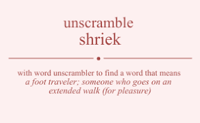 There is 14 anagrams and words made by unscrambling the letters risk. Unscramble Shriek