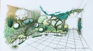 Esquisse En Couleur Realisee Dans Le Cadre De L Avant Projet D Un Grand Massif Paysager A Chalonnes Sur Loire 49 Plan Jardin Paysagiste Dessin Jardin