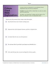 Colons Used With Explanations Punctuation Worksheets Punctuation Worksheets Colon Use Reading Worksheets