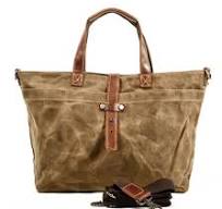 Borsa a tracolla impermeabile in pelle per uomini, borsa a spalla in tela  cerata per ragazzi, borsa messenger per uomini