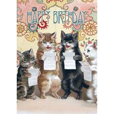 Perfect for friends & family to wish them a happy birthday on their special day. Symphony Store Stationery Birthday Card Vintage Cats Singing The Symphony Store