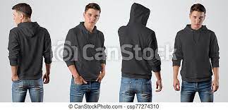 Template of a male blank black hoodie on a young guy for design presentation, set with a front and back pose. Template Of A Male Blank Black Hoodie On A Young Guy For Design Presentation Set With A Front And Back Pose Mockup Of Canstock