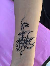 Medium Flower And Moon Henna Tattoo Cute Tattoos For Women Simple Henna Tattoo Henna Tattoo
