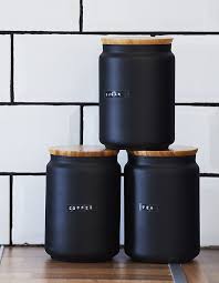 Printed Labels On Three Black Jars Kitchen Jars Home Room Design Home Decor Kitchen
