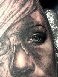 His tattoo or restarea is a symbol of where his better half will lay their head.build your nest upon my shoulder from his lyrics. Half Skull Half Woman 1 70six 70six Tattoo Barber Collective Facebook