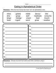Requires students to look at the second or third letter of each word. Eating In Alphabetical Order Abc Order Worksheet 2 Alphabetical Order Worksheets Abc Order Worksheet Abc Order