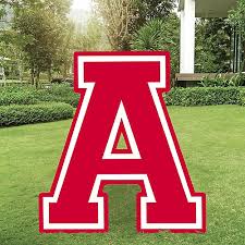 Spell out a message on your lawn with this pink letter 'a' and other giant character signs. Red Collegiate Letter A Corrugated Plastic Yard Sign 30in Party City