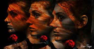 Women and Flowers: Iterations and variations of a single photo. If you have  been following me you will see that I have been experimenting with a single  photo and elaborating