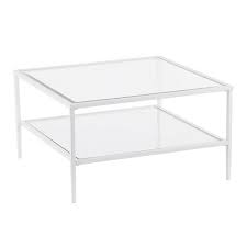 With its slight frame and glass top, we're sure that this perfectly proportioned square coffee table will be as popular as the rest of the pompidou family. Emerson Square Metal Glass Open Shelf Cocktail Table White Aiden Lane Target