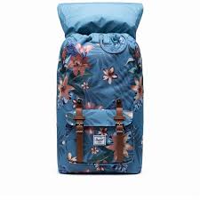 The backpack sports a vintage vibe. Herschel Rucksack Little America Volumen 23 Liter Summer Floral Heaven Blue
