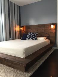 Floating Wood Platform Bed Frame With Lighted Headboard Quilmes In 2021 Platform Bed Designs Wooden Bed Design Wood Platform Bed