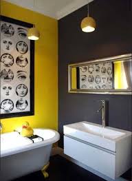Dark And Bright Colors Bathroom Paint Home Interiors Yellow Bathroom Interior Yellow Bathrooms Bathroom Interior Design