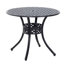 A number of tables in this assortment even feature a umbrella hole to shade your party in cooling comfort. Outsunny 33 Round Cast Aluminium Outdoor Patio Dining Table With Umbrella Hole Black Walmart Com Walmart Com