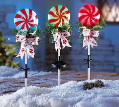Set Of 3 Solar Powered Color Changing Lights Christmas Peppermint Lollipop Solar Christmas Decorations Christmas Yard Decorations Christmas Garden Decorations