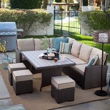 Costa mesa outdoor multibrown wicker coffee table with. Costa Mesa Outdoor 6 Piece Wicker Sectional With Cushions Multibrown Beige Brickseek