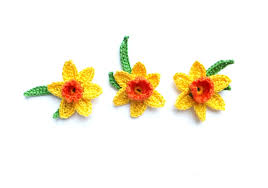 Daffodil Flowers Crochet Flowers Applique Yellow Daffodil Applique Spring Decor Narcissus Flower Appli Daffodil Flower Crochet Flowers Yellow Daffodils