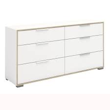The drawers glide easily on metal runners and with 3 to choose from there's plenty of space to. Prague Wide Chest Of 6 Drawers 3 3 In White And Oak Home Centre Direct