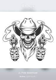 Download Vintage Cowboy Skull In Neck Scarf For Free In 2021 Skulls Drawing Skull Tattoo Design Skull Art Drawing