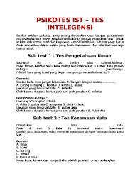 Soal psikotes ist dan jawabannya. Jawaban Soal Psikotes Ist Lasopava