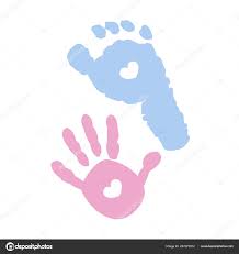 Foot Baby Hand Prints Blue Pink Colored Huellas Creatividad Educacion