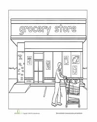 Paint The Town Grocery Store Worksheet Education Com Grocery Store Grocery Coloring Pages