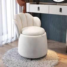 Swivel Velvet Vanity Stool Petal Back