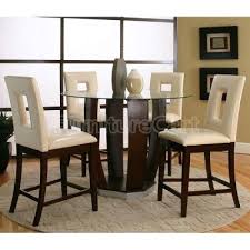 Emerson Counter Height Dinette With Ivory Vinyl Chairs Counter Height Dining Sets Dinette Sets Glass Kitchen Tables