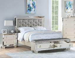 Check spelling or type a new query. Uptown Glamour Silver Tufted Storage Bench Foot Board Bed Only