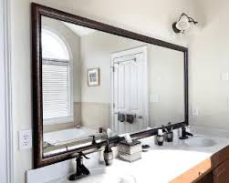 Large elegant modern hand crafted flat framed bathroom vanity living room wall mirror, black w/ mounting hooks. Frame My Mirror Diy Mirror Frame Kits Bathroom Mirror Frames