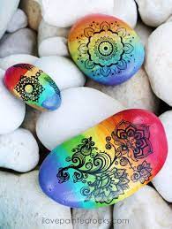 How To Paint Rainbow Mandala Rocks Mandala Rocks Paint Rainbow Love Painted Rocks