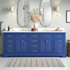 The vanity includes the bathroom cabinet, countertop, white porcelain undermounted sink(s) and brushed chrome handle/knobs. Breakwater Bay Obando 84 Double Bathroom Vanity Set Reviews Wayfair
