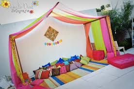 The marriage stage decoration can be kept minimal or can be done keeping in mind the overall theme of the wedding. India Birthday Party Party Pink Aqua Green Colorful Bright Neon Decorations Cake Ideas In Bollywood Party Decorations Moroccan Party Bollywood Party