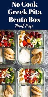 No Cook Greek Pita Bento Box Recipe Greek Pita Greek Salad Recipes Bento Box