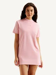 Women's Solid Light Pink Crew Neck Dress – Levis India Store
