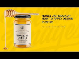 Honey Jar With Spoon Mockup Front View High Angle Shot In Jar Mockups On Yellow Images Object Mockups