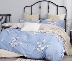 Shop with afterpay on eligible items. Elora Blue Floral 100 Cotton Reversible Comforter Set