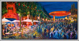 C'est la fête au village les parents les enfants ont avalé leur potage pour s'amuser pour danser, pour chahuter en chantant des airs bien de chez nous houhou.! C Est La Fete Au Village It Is The Feast Malerei Von Aymeric Noa Artiste Peintre Artmajeur