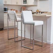 Claire 30 Bar Stool White Leather Bar Stools Bar Stools White Bar Stools