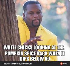 Pumpkin Spice Meme White Chicks Looking At The Pumpkin Spice Rack When It Dips Below 80 Comics And Memes
