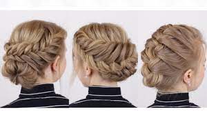 To change up the short, layered look, wear a scarf as a headband to add some color to your outfit and definition to your layers. Braided Updos For Short Hair Youtube