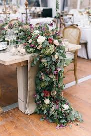 Romantic Black Tie Wedding In Tuscany Ruffled Floral Table Runners Wedding Floral Table Runner Unique Wedding Centerpieces