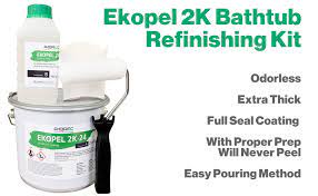 In this video we show you the basic process of recasting a bathtub using ekopel 2k. Ekopel 2k Bathtub Refinishing Kit Includes Foam Roller Scoop Odorless Diy Sink Tub Reglazing Kit 20x Thicker Than Other Tub Kits No Peel Pour On Tub Coating Bright Gloss Tub Coating