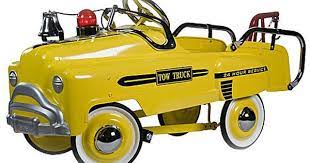 Yellow Deluxe Pedal Tow Truck Poshtots Pedal Cars Tow Truck Vintage Pedal Cars