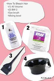How To Bleach Hair 1 Bottle Of 40 Volume 2 Packs Of Bw 2 Powder Dye Brush Mixing Bowl Steps Bleached Hair Bleaching Your Hair Bleach
