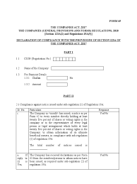 Popular forms under the companies act along with the relevant description has been given below for quick mgt 13. Form 45 Declaration Of Compliance With The Provisions Of Section 123a Of The Companies Act 2017 Regulatory Compliance Policy
