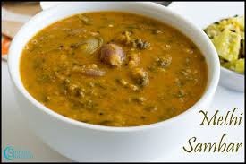 Methi Leaves Sambar Vendhaya Keerai Sambar Recipe Food Spicy Recipes Methi Leaf