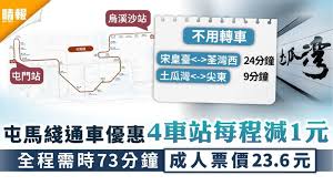 3:14 mtr service update 20 530 просмотров. å±¯é¦¬ç¶«é€šè»Š å±¯é¦¬ç¶«é€šè»Šå„ªæƒ 4è»Šç«™å‡ºå…¥é–˜æ¯ç¨‹æ¸›1å…ƒå…¨ç¨‹éœ€æ™‚73åˆ†é˜æˆäººç¥¨åƒ¹23 6å…ƒ æ™´å ± å®¶åº­ ç†±è©± D210528