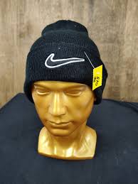 Nike Black vintage big logo beanie hat snow cap #013