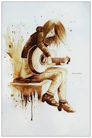رسم بالقهوة عازفة جيتار أسيل بشير Art Disney Art Drawings Disney Art