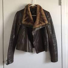 Morgan De Toi Brown Leather Jacket With Fur Collar Fur Leather Jacket Brown Leather Jacket Leather Jacket